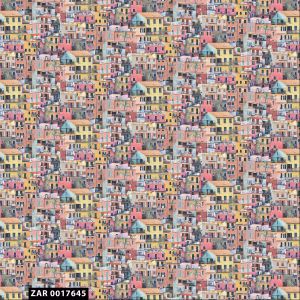 Conversational Colorful Neigborhood 100% Quilting Fabric by the Yard