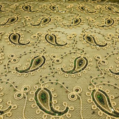 Sequined lace fabric by the yard