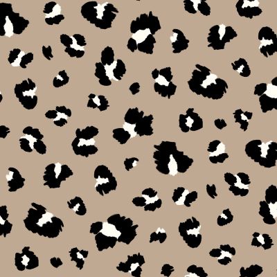 Camel Heather Gray Leopard Pattern Printed French Terry Fabric