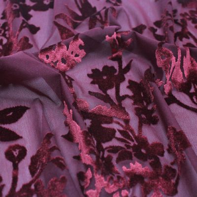 Floral Pattern Poly Spandex Printed on Burn-Out Velvet Fabric Style P-1086-504 