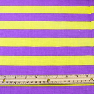 Stripes Print Broadcloth Fabric Purple Yellow