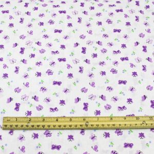 Lavender White Butterfly Flower on Woven Fabric