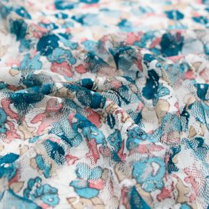 Blue Baby s Breath Print Lace Fabric by the Yard