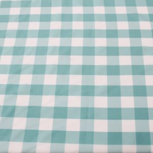 Aqua Big Checkered Poplin Woven Fabric