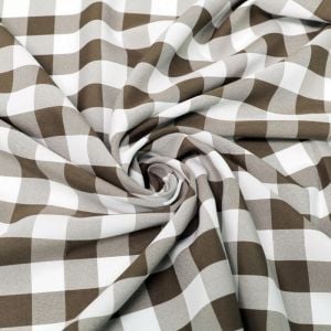 Brown Big Checkered Poplin Woven Fabric