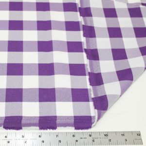 Purple Big Checkered Poplin Woven Fabric