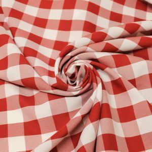 Red Big Checkered Poplin Woven Fabric