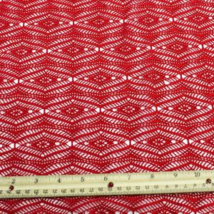 Red Open Knit Hexagonal Geometric Lace Fabric by the yard - Maegan Pattern
