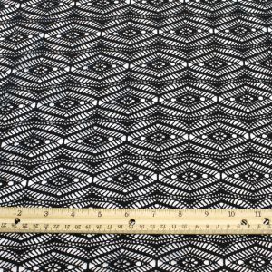 Black Open Knit Hexagonal Geometric Lace Fabric by the yard - Maegan Pattern