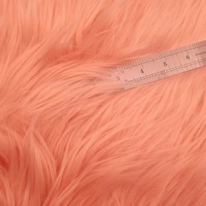 Peach Faux Fur Fabric Long Pile Mongolian