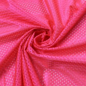 Hot Pink Neon Football Polyester Shiny Mesh Knit Fabric