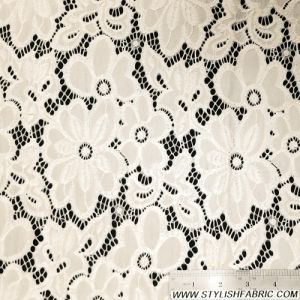 Tan Floral Pattern on Hailey Lace Fabric