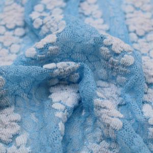 Baby Blue Stretch Flower Band Lace Fabric by the Bolts - 40 Yards