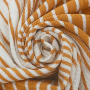 Mustard Off White Crepe Viscose Variegated Stripe Jersey Knit Fabric