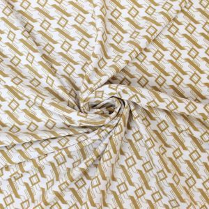 White Gold Geometric Stretch Knit Fabric