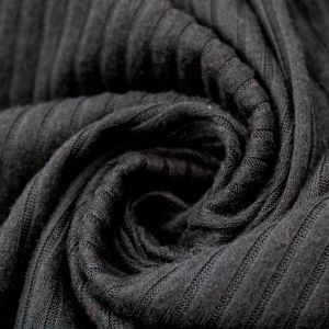 Black 6x3 Brushed Poly Rayon Rib Knit