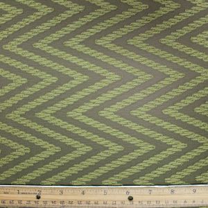 Olive Green Chevron Embroidered Fabric on Chiffon