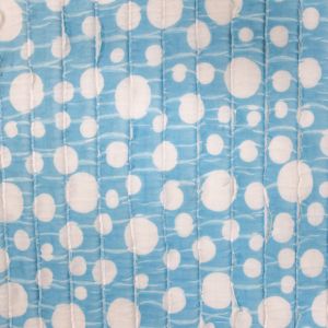 Aqua White Polka Dot Ruffle Knit Fabric
