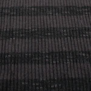 Black Charcoal 2 Tone Slub 2x2 Hacci Rib Rayon Poly Spandex Rib Knit Fabric by the Yard