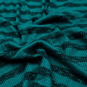 Seafoam Charcoal 2 Tone Slub 2x2 Hacci Rib Rayon Poly Spandex Rib Knit Fabric by the Yard