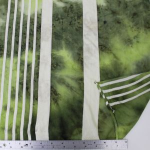 Green Cream Dye Stripe Print Jersey Knit fabric