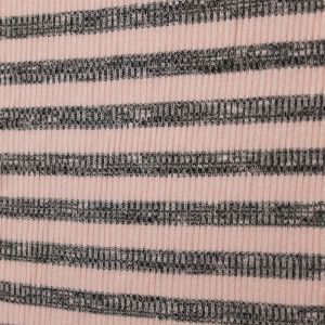 Dusty Pink Charcoal 2ToneSlub 2x2 Hacci Rib Rayon Poly Spandex Rib Knit Fabric