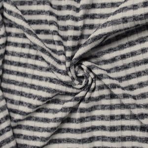 Navy Vibrant Dark Hacci  Stripe 6x6 Rib Knit Poly Rayon Spandex Hacci Fabric