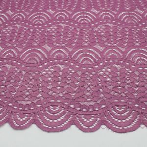 Mauve Moringa Leaves Pattern on Lace Fabric by the Yard