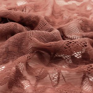 Mauve Floral Pattern Nylon Spandex Scallop Lace Fabric 