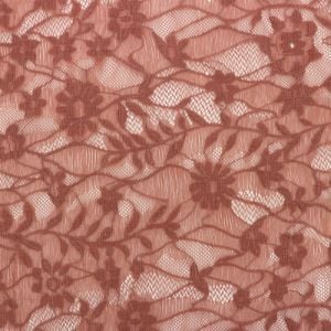 Mauve Floral Pattern Nylon Spandex Scallop Lace Fabric 