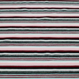 Black and Pink 2x1 Rib Striped Rayon Poly Spandex Fabric by the Yard