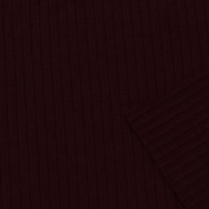 Burgundy Poly Rayon Spandex 4x2 Rib Knit Fabric
