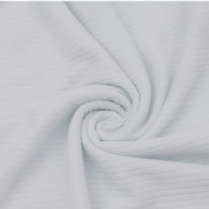 Off White Poly Rayon Spandex 4x2 Rib Knit Fabric
