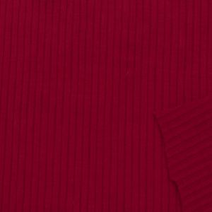 Red Poly Rayon Spandex 4x2 Rib Knit Fabric