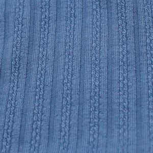 Denim Rayon Spandex Pointelle Rib Knit Fabric by the Yard