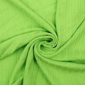 Green Apple Neon Rayon Spandex Pointelle Rib Knit Fabric by the Yard