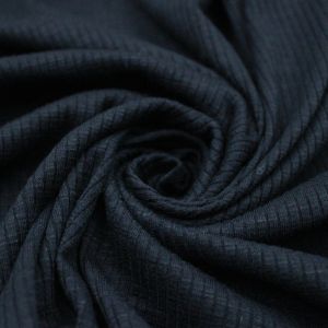 Denim Poly Cotton Spandex  4x2 Rib Knit Fabric