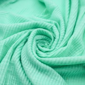 Green Mint Poly Cotton Spandex  4x2 Rib Knit Fabric