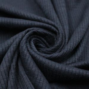 Navy Poly Cotton Spandex  4x2 Rib Knit Fabric