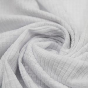 White Poly Cotton Spandex  4x2 Rib Knit Fabric