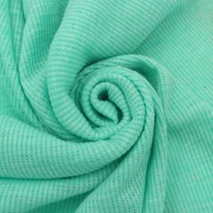 Green Mint B Poly Cotton Spandex  2x1 Rib Knit Fabric