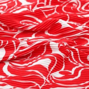 Red Organic Pattern Pleated Knit Fabric by the BOLT - (GET 45 YARDS for ONLY $1/Yard)