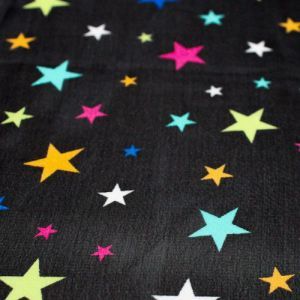 Black Chiffon with Colored Stars Chiffon Fabric by the BOLT - (GET 45 YARDS for ONLY $1/Yard)