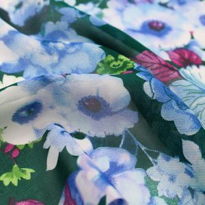 Green Botanic Hi-Multi Chiffon Fabric