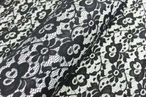 Black Clarice Floral Pattern Stretch Lace Fabric