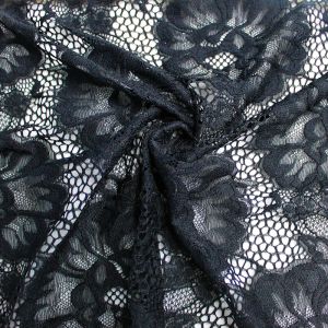 Black 59" Natalie Embroidered Lace Fabric