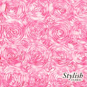 Dark Pink Satin Rosette Fabric
