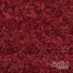 Dark Red Satin Rosette Fabric