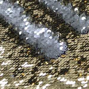 Gold Silver Reversible Allover Mermaid Sequins Fabric