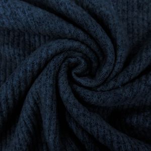 Navy Dark on Hacci Rib Brushed Fabric